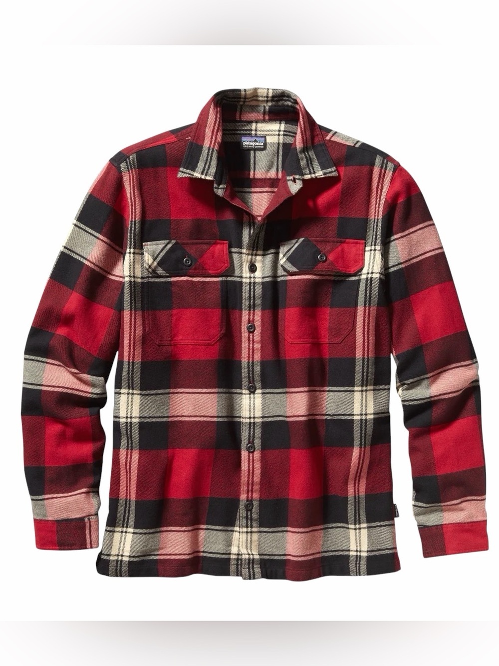 Patagonia Red Black Fjord Flannel Button-Down Shirt Lumberjack 100% Cotton